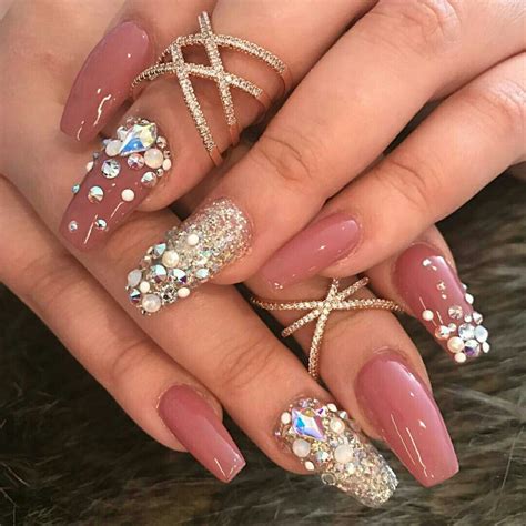 acrylic nails rhinestones|easy nail designs with rhinestones.